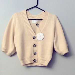 Lush Pink/Ivory Sweater Cardigan SIZE / S